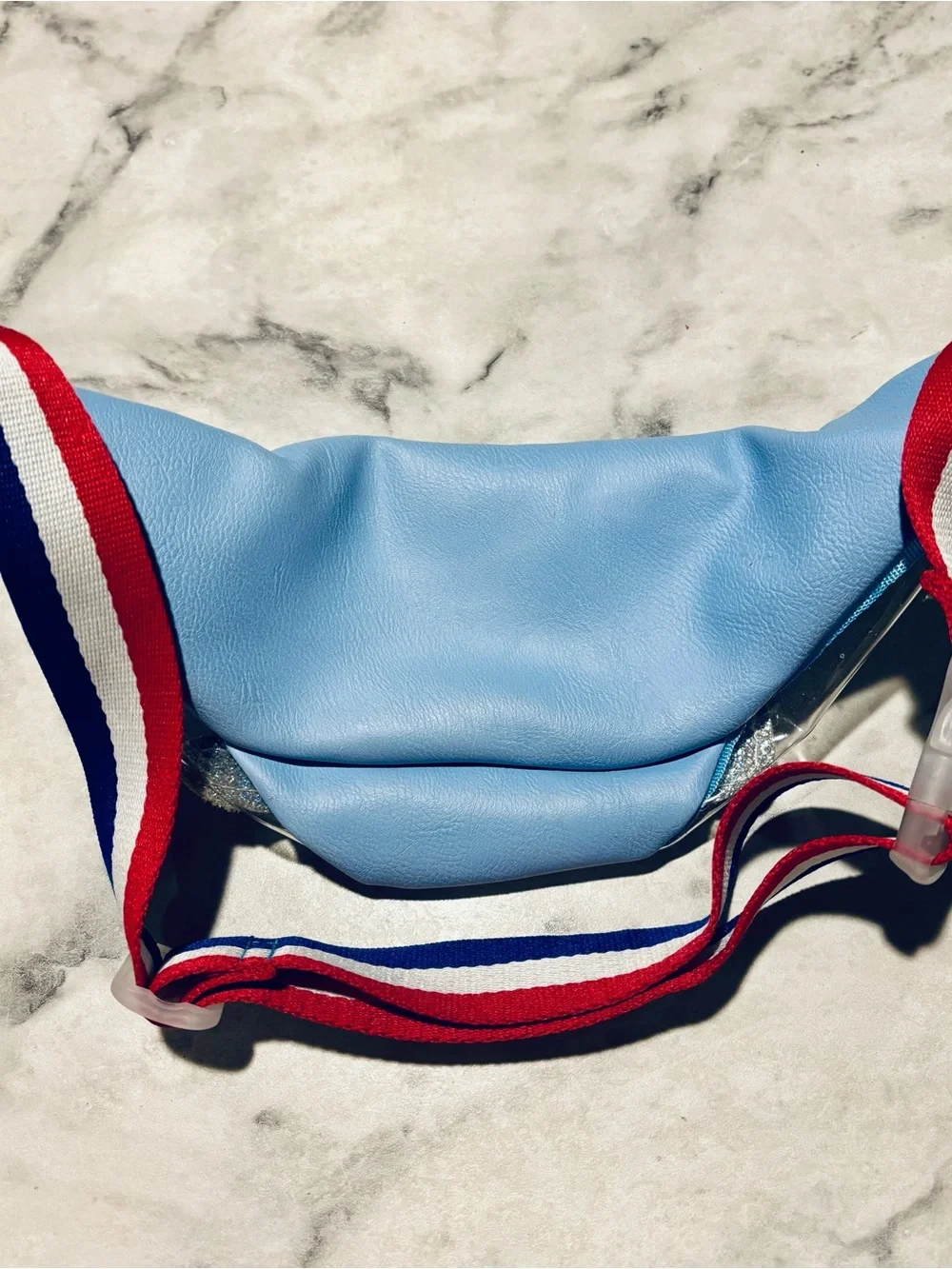 Clear Light Blue Kids 'LOVE' Crossbody Bag with Appliqué